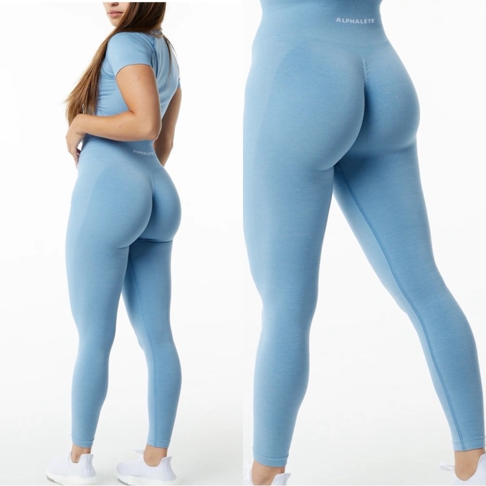 ALPHALETE Amplify Blue Scrunch Yoga Leggings